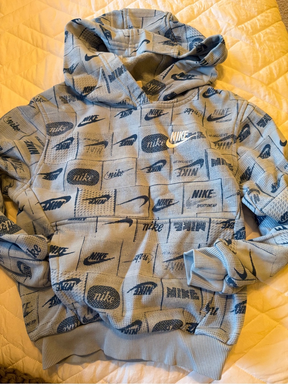Nike Light Blue Allover Logo Hooded Sweatshirt